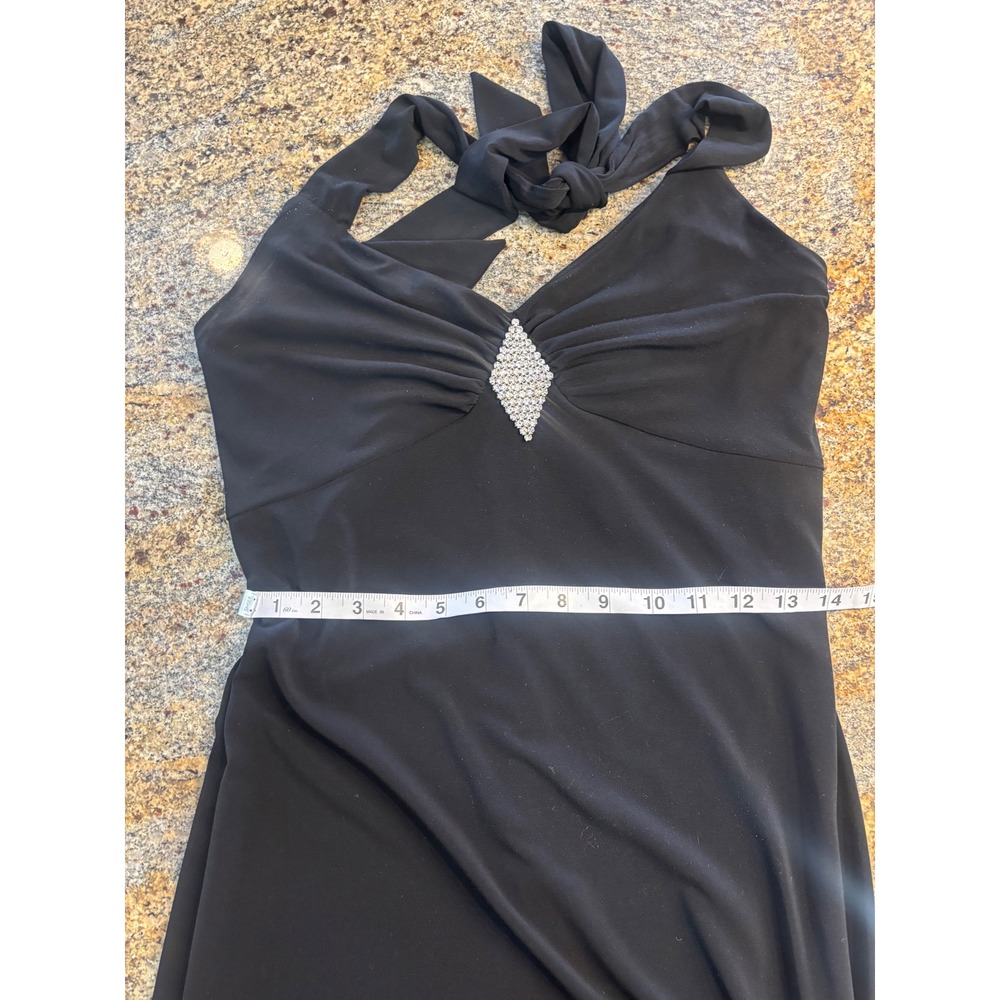 Jessica McClintock Gunne Sax Black Halter Rhinestone Embellished Maxi Dress 9/10 - Picture 6 of 11